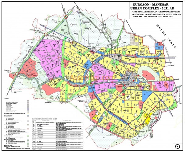 Gurgaon Master Plan 2031 2025 2021 Map Summary Download   Gurgaon Master Plan 2031 Map Color 608x500 