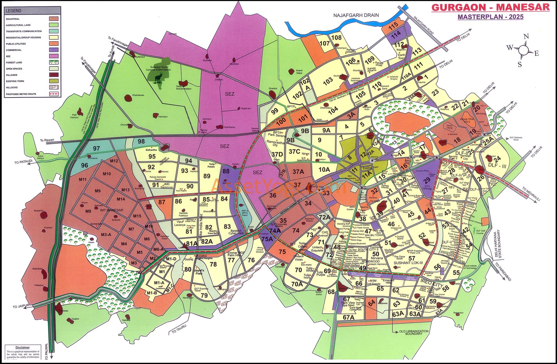 Gurgaon masterplan 2025 map color